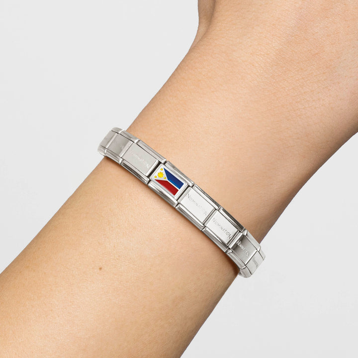 Niche Jewellery Nomination Classic charm featuring the Philippines flag in enamel on stainless steel and silver