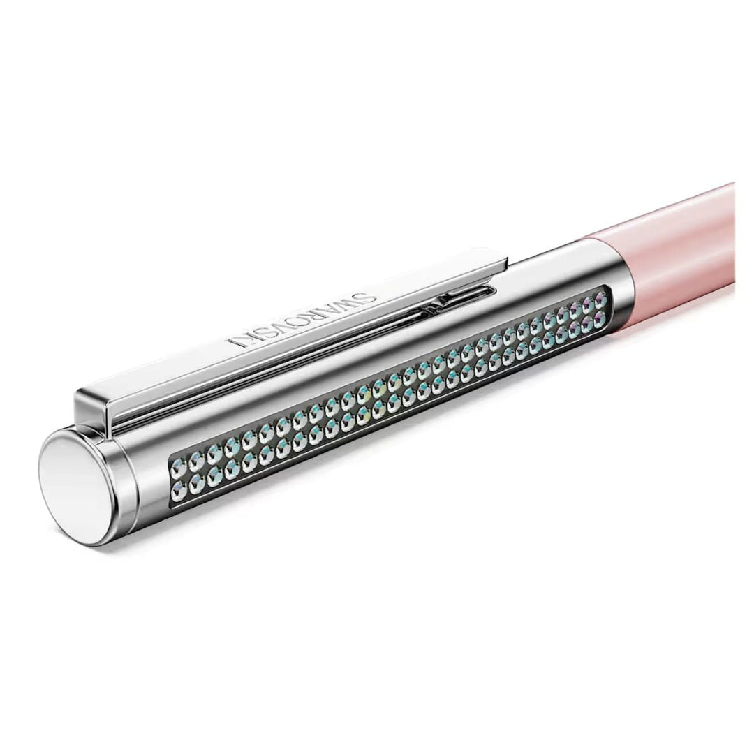 Niche Jewellery Swarovski Matrix ballpoint pen featuring a pink lacquered barrel and chrome-plated crystal inlay.