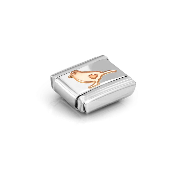 Niche Jewellery Nomination rose gold and stainless steel little bird charm for a classic bracelet