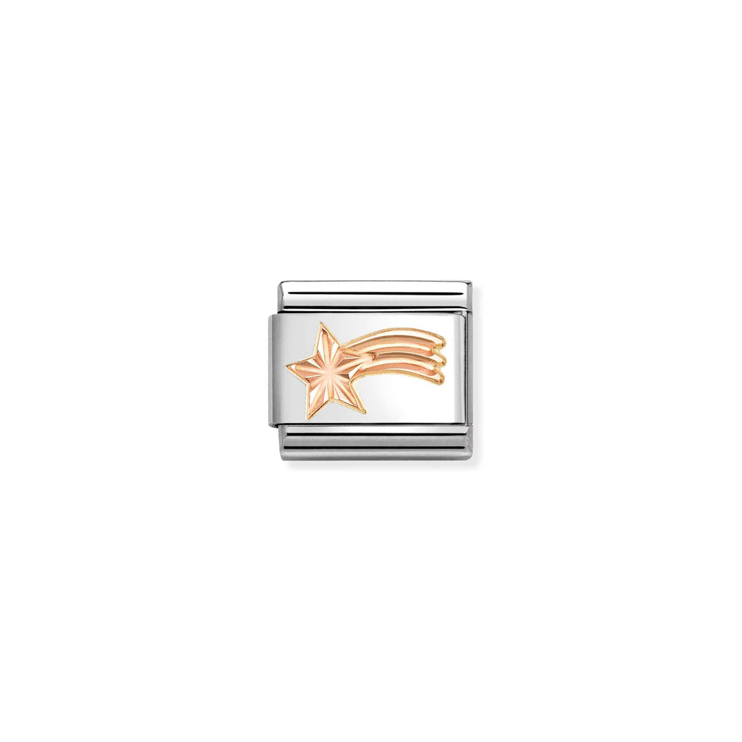 Niche Jewellery Nomination stainless steel and rose gold comet star charm for classic composable bracelets