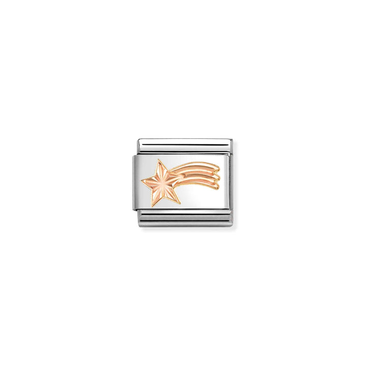 Niche Jewellery Nomination stainless steel and rose gold comet star charm for classic composable bracelets