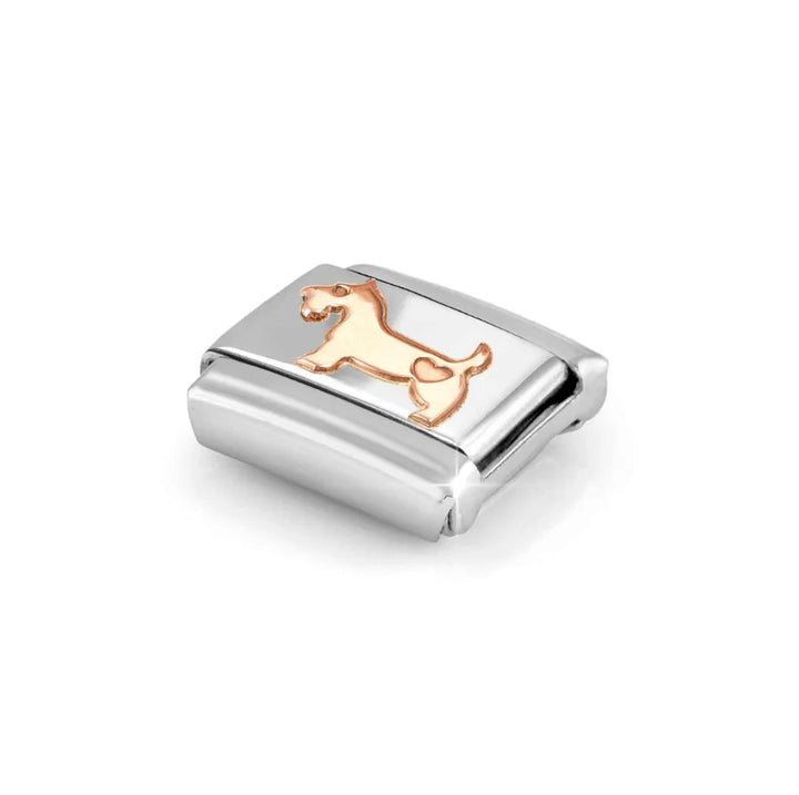 Niche Jewellery Nomination rose gold and stainless steel dog charm for a classic bracelet