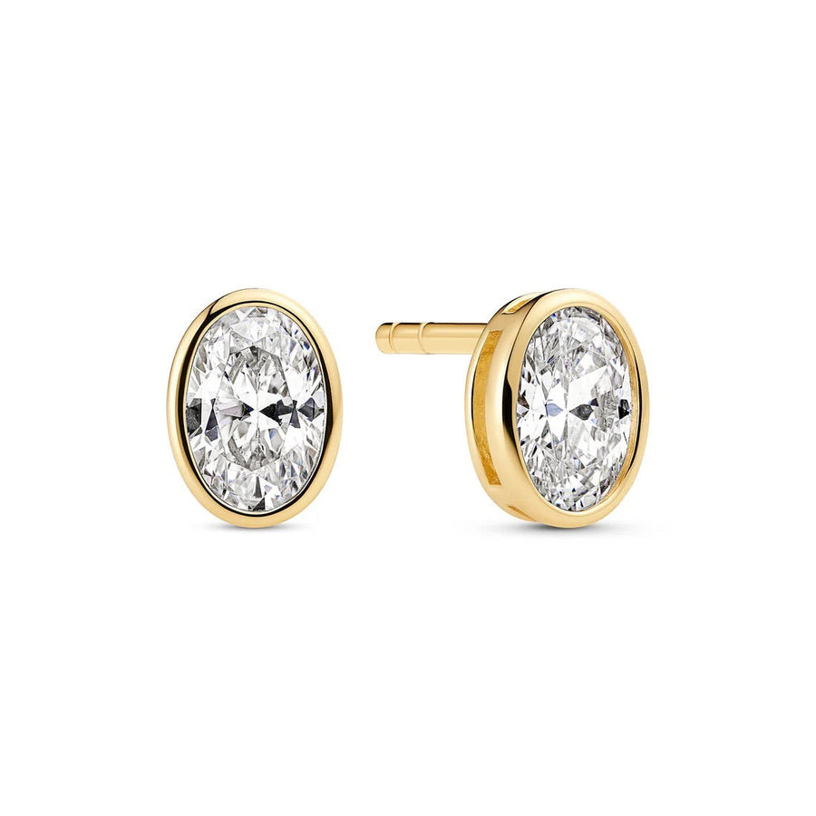 Niche Jewellery Sif Jakobs Sardinien oval stud earrings in 18ct gold-plated sterling silver with white zirconia.