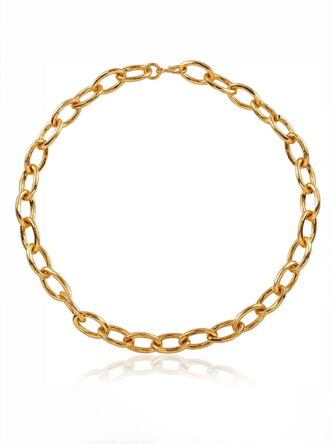 Niche Jewellery Shyla Tangier necklace featuring a chunky gold chain with medium-sized links in 22ct gold on brass.