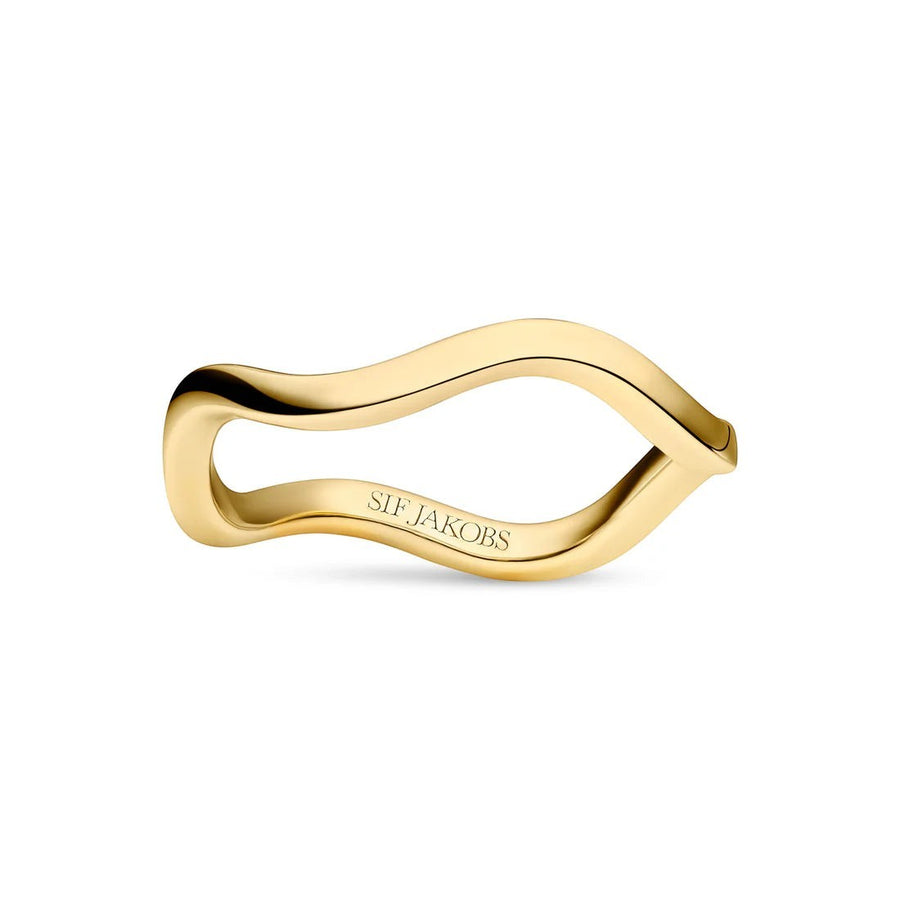 Sif Jakobs Ellera Waves Pianura gold-plated sterling silver ring from Niche Jewellery with a polished wave design.