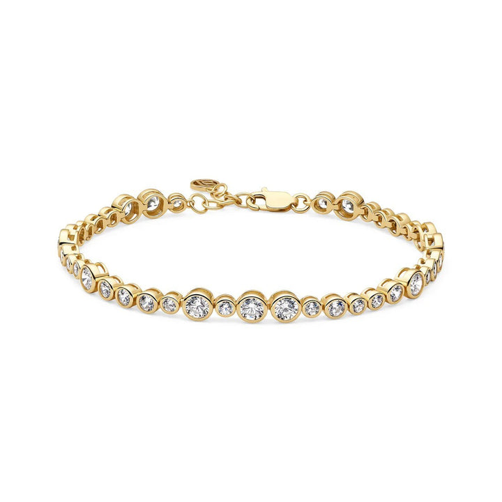 Niche Jewellery Sif Jakobs Sardinien Altro gold-plated sterling silver bracelet with sparkling white zirconia stones.