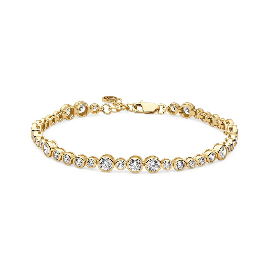 Niche Jewellery Sif Jakobs Sardinien Altro gold-plated sterling silver bracelet with sparkling white zirconia stones.