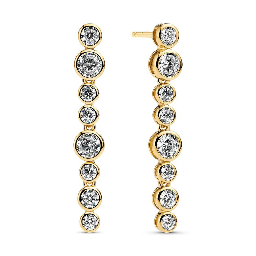 Niche Jewellery Sif Jakobs Sardinien gold-plated drop earrings featuring a line of sparkling white zirconia stones.