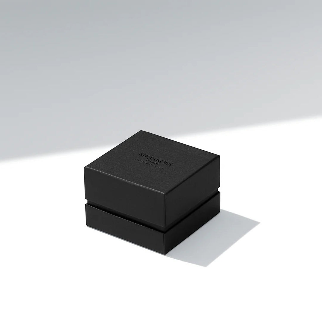 Black Sif Jakobs branded jewellery gift box for the Sardinien Tre necklace available at Niche Jewellery