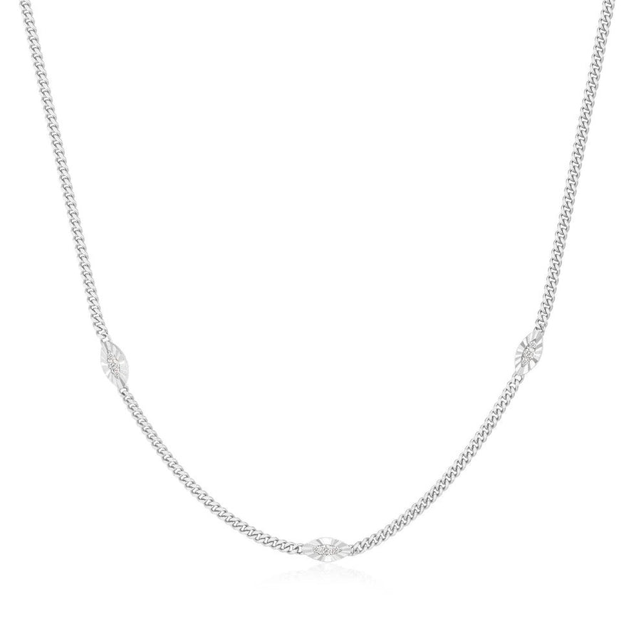 Niche Jewellery Ania Haie sterling silver chain necklace featuring delicate evil eye station motifs