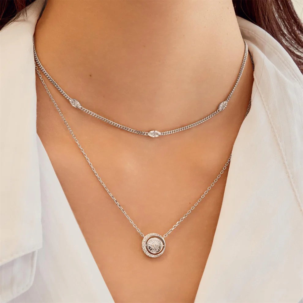 Niche Jewellery Ania Haie sterling silver necklace featuring delicate evil eye stations on a fine chain