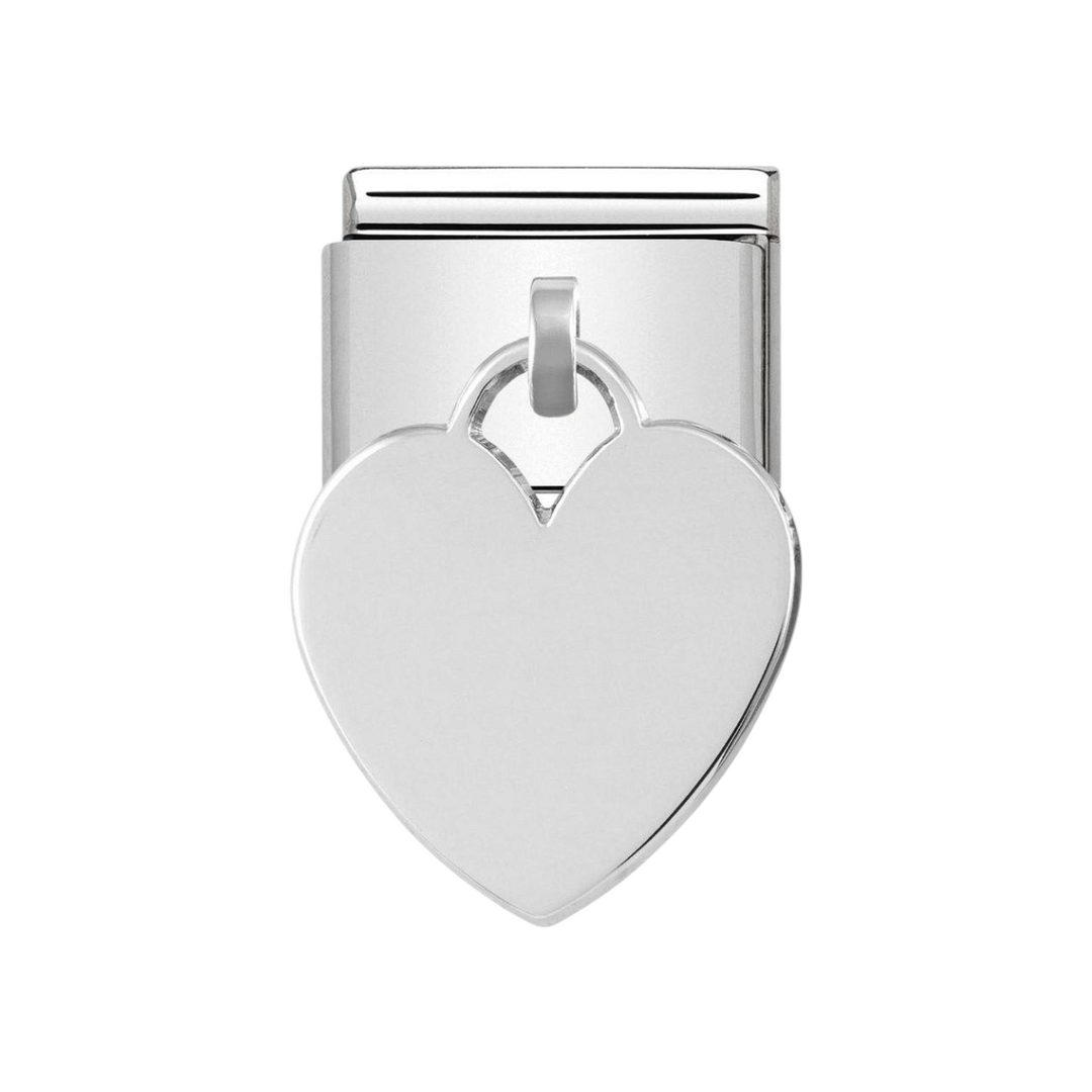 Niche Jewellery Nomination stainless steel heart pendant drop charm with a polished silver finish.
