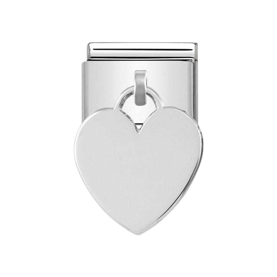 Niche Jewellery Nomination stainless steel heart pendant drop charm with a polished silver finish.