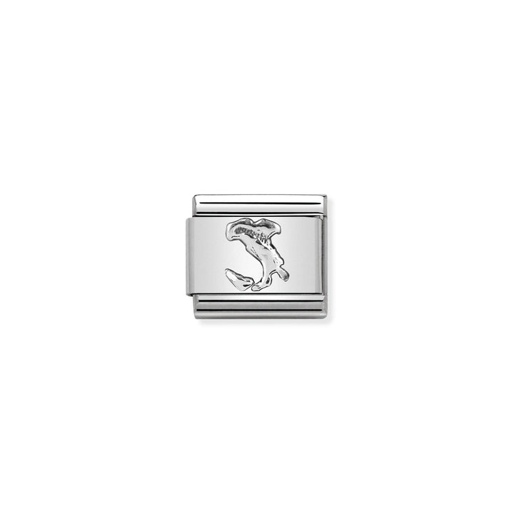 Niche Jewellery silver Italy map charm made from stainless steel with oxidised sterling silver detailing.