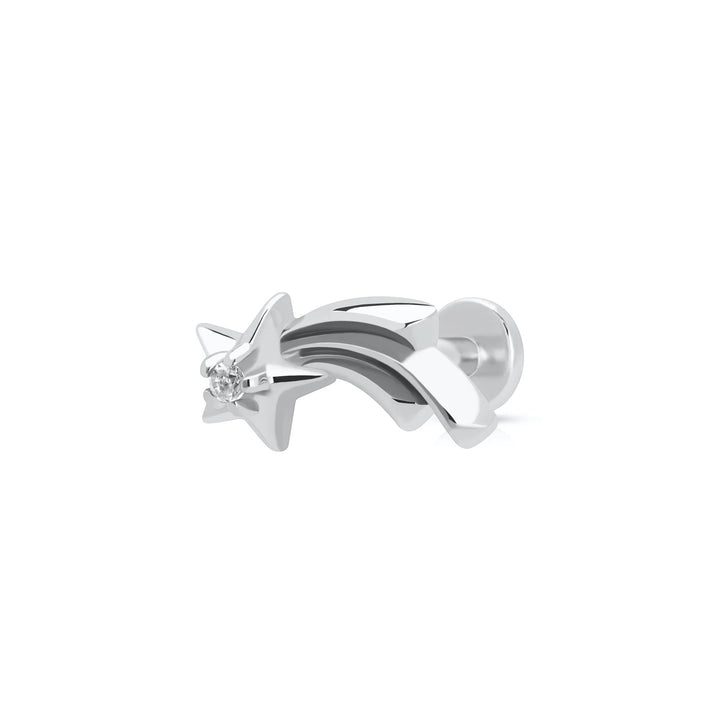 Niche Jewellery Scream Pretty sterling silver shooting star helix earring with a sparkling stone and flat back