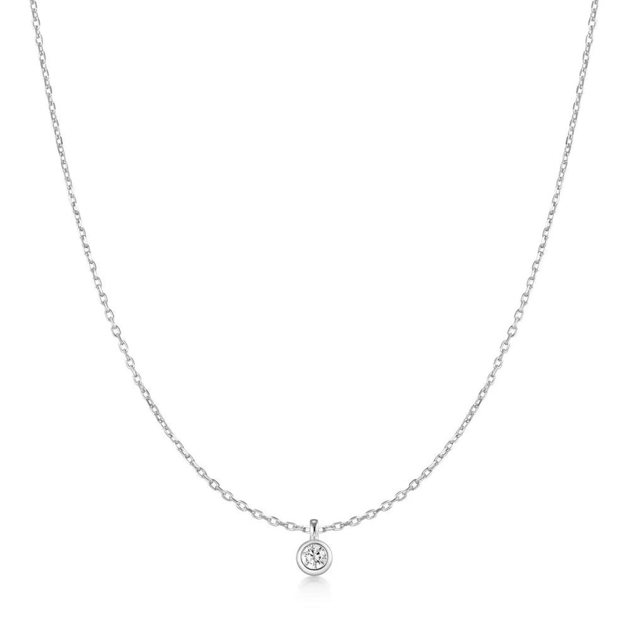 Niche Jewellery Ania Haie sterling silver necklace featuring a single bezel-set cubic zirconia solitaire pendant.