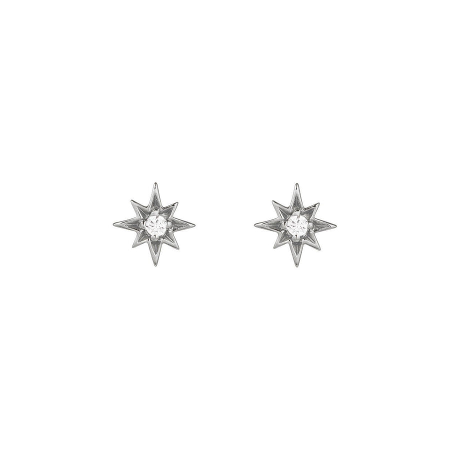 Niche Jewellery Amelia Scott Ziggy Mini North Star Silver Stud Earrings with clear cubic zirconia.