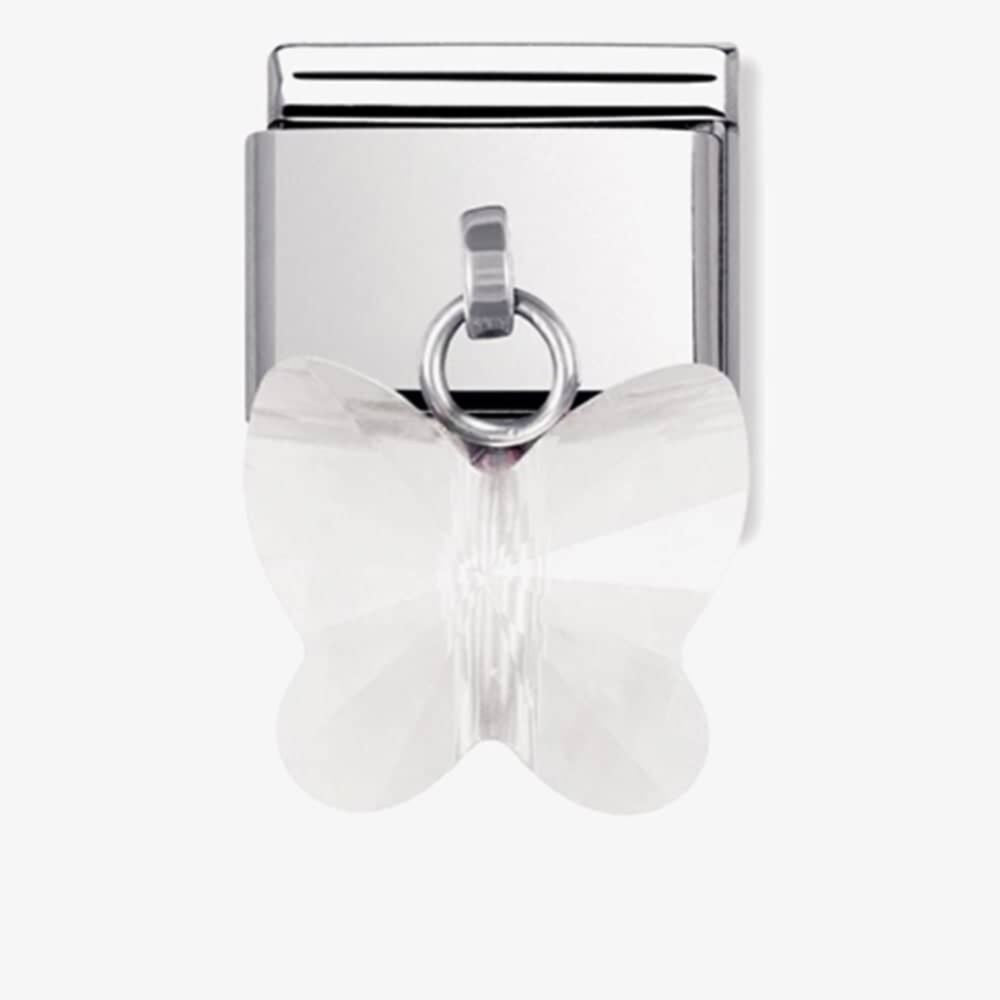 Niche Jewellery Nomination silver and white butterfly drop charm for classic composable bracelets