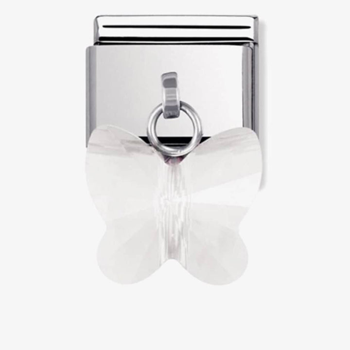 Niche Jewellery Nomination silver and white butterfly drop charm for classic composable bracelets