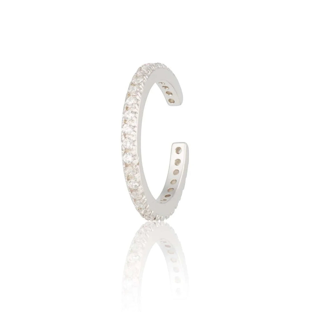 Niche Jewellery Scream Pretty slim sterling silver ear cuff with sparkling stones for a non-pierced stacked ear look.