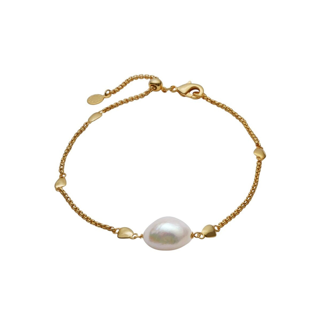 Katie Loxton Sol Pearl Waterproof Gold Anklet with freshwater pearl and gold details.