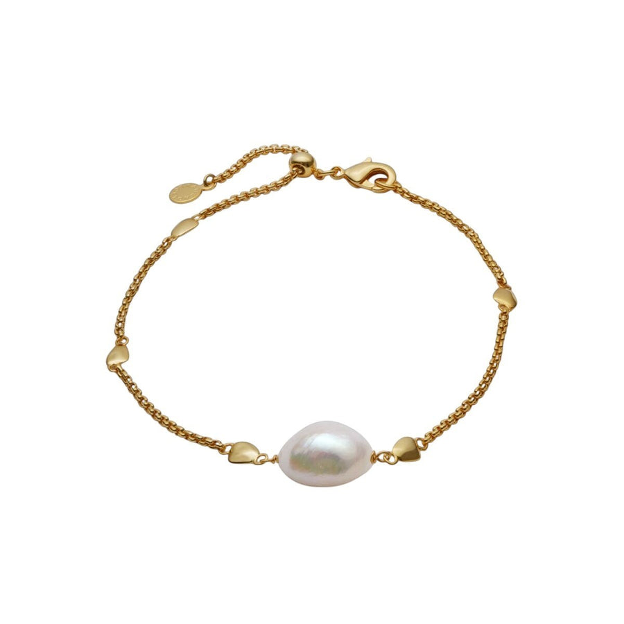 Katie Loxton Sol Pearl Waterproof Gold Anklet with freshwater pearl and gold details.