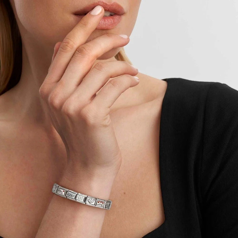 Niche Jewellery Nomination Classic composable bracelet featuring a Spain flag enamel charm on a sterling silver link