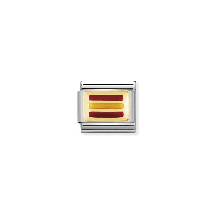 Niche Jewellery Nomination Spain flag charm in enamel and 18k gold for Classic composable bracelets.