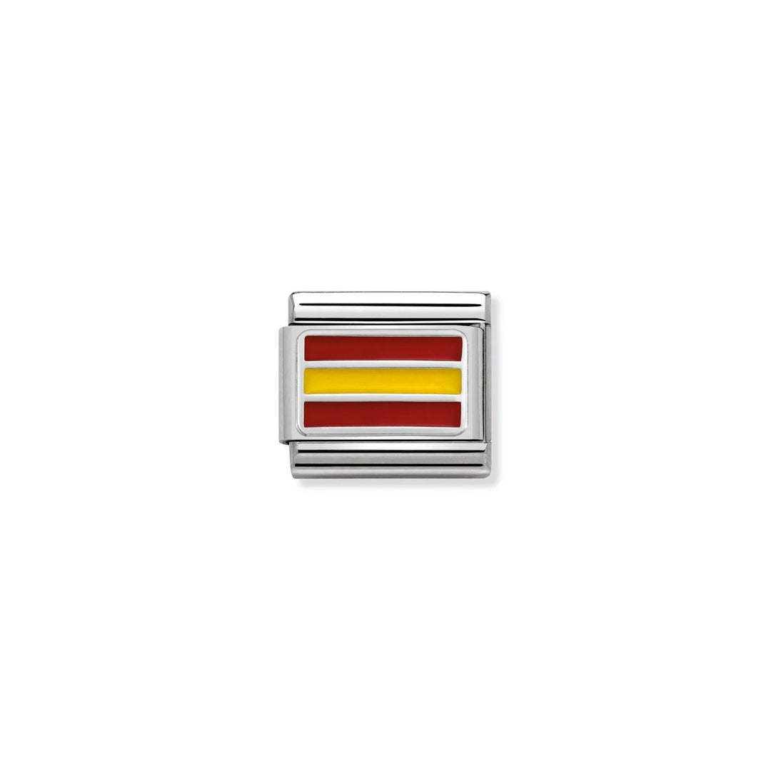 Niche Jewellery Nomination Classic charm featuring the red and yellow Spanish flag in enamel on sterling silver