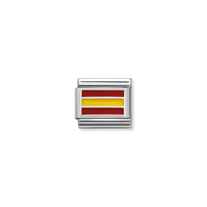 Niche Jewellery Nomination Classic charm featuring the red and yellow Spanish flag in enamel on sterling silver