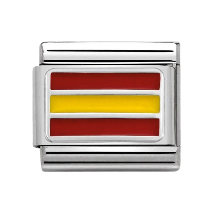 Niche Jewellery Nomination Classic charm featuring the Spanish flag in red and yellow enamel on sterling silver