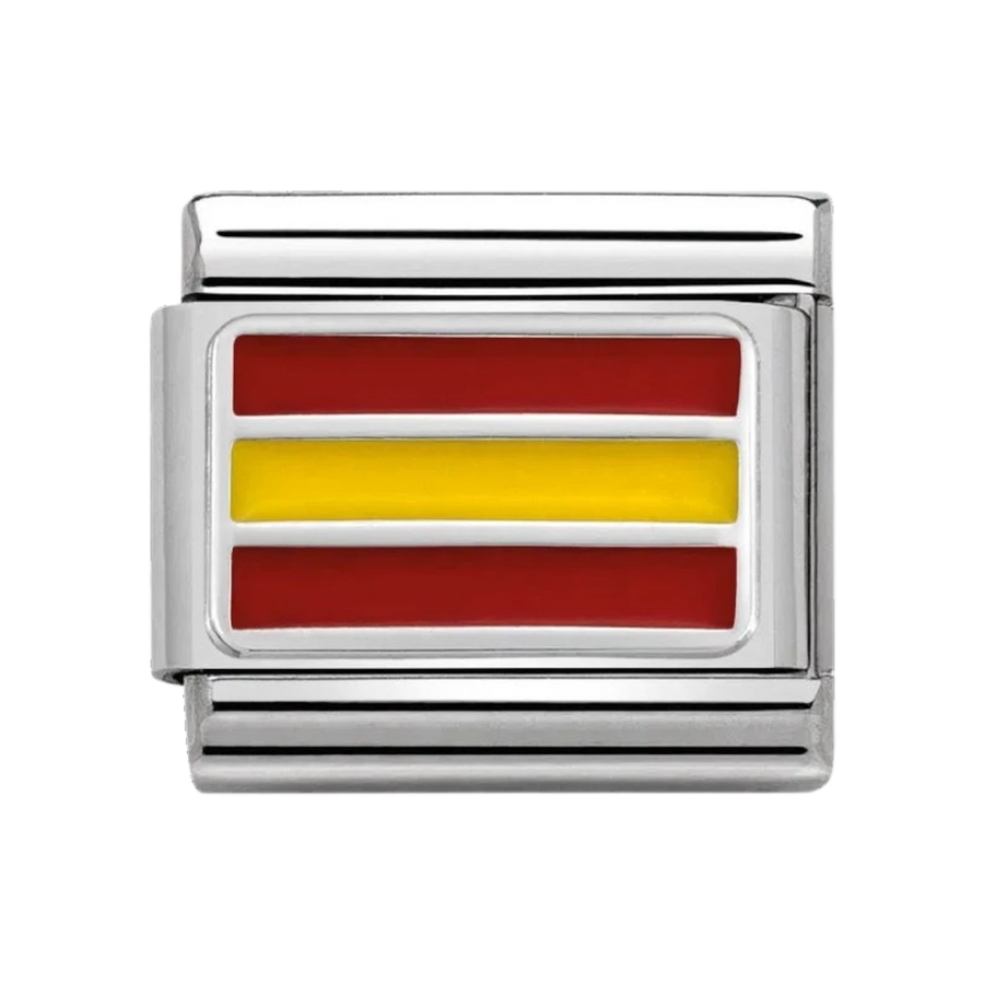 Niche Jewellery Nomination Classic charm featuring the Spanish flag in red and yellow enamel on sterling silver
