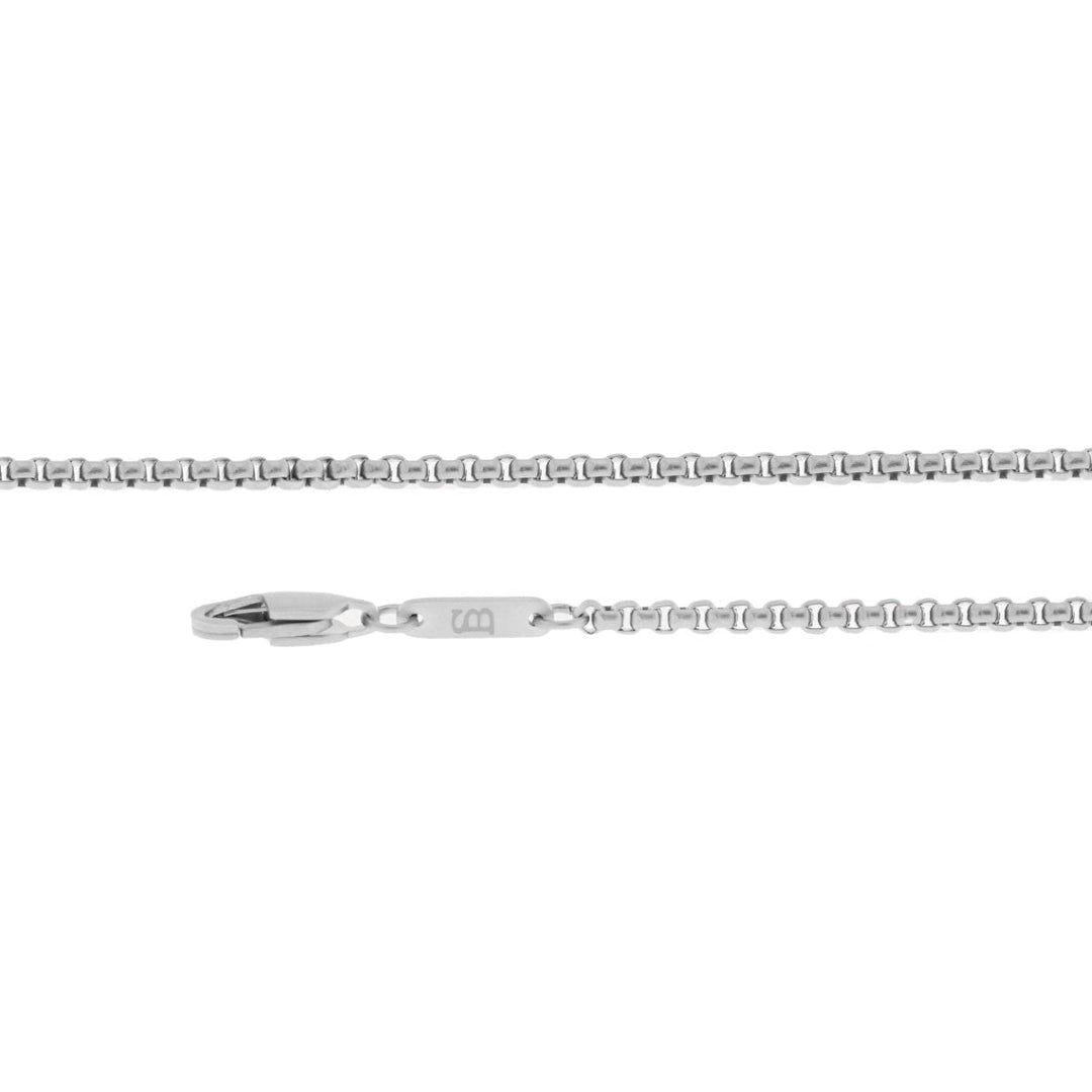 Niche Jewellery Steel & Barnett thin brushed stainless steel box chain necklace with lobster clasp