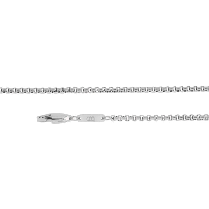 Niche Jewellery Steel & Barnett thin brushed stainless steel box chain necklace with lobster clasp