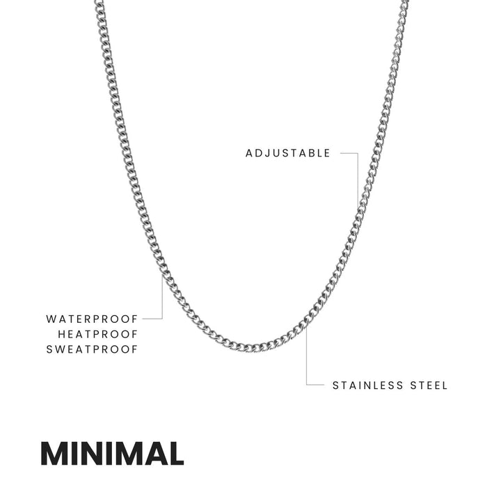 Niche Jewellery Steel & Barnett thin stainless steel curb chain necklace with adjustable length and durable finish.