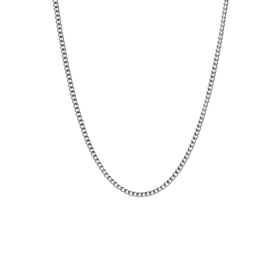 Niche Jewellery Steel & Barnett thin brushed stainless steel curb chain necklace with adjustable length