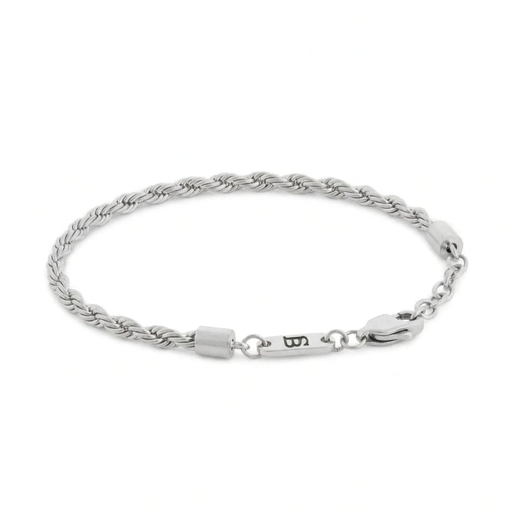 Niche Jewellery Steel & Barnett adjustable rope chain bracelet in brushed 316L stainless steel with DNA helix design.