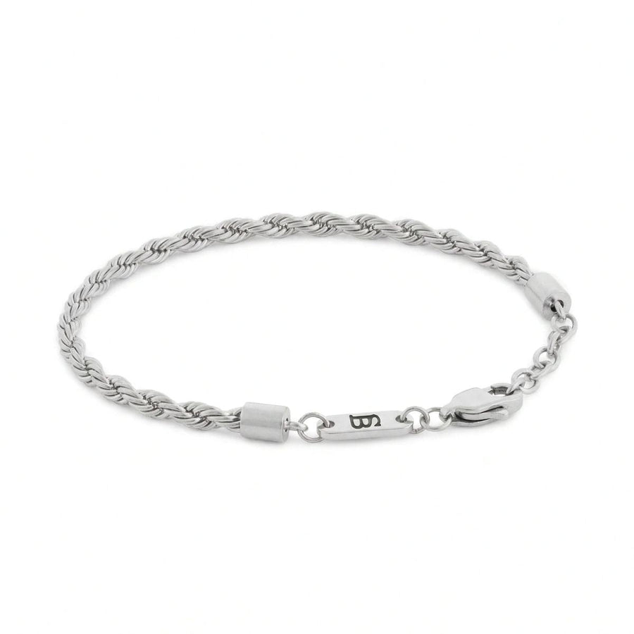 Niche Jewellery Steel & Barnett adjustable rope chain bracelet in brushed 316L stainless steel with DNA helix design.