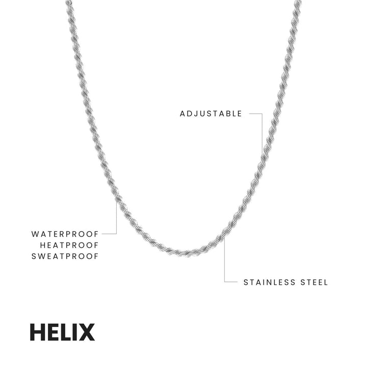 Niche Jewellery stainless steel twisted rope chain necklace with adjustable length and waterproof design.