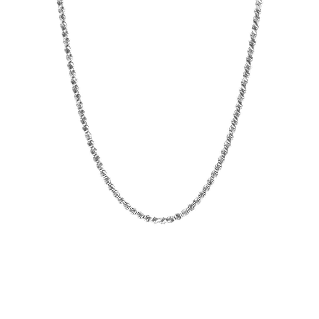 Niche Jewellery Steel & Barnett thin stainless steel twisted rope chain necklace with a textured DNA helix design.