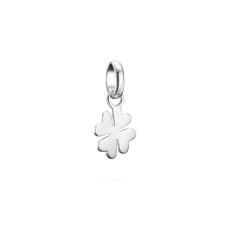 Niche Jewellery Sterling silver lucky clover charm pendant with a fine eyelet for bracelets and necklaces.