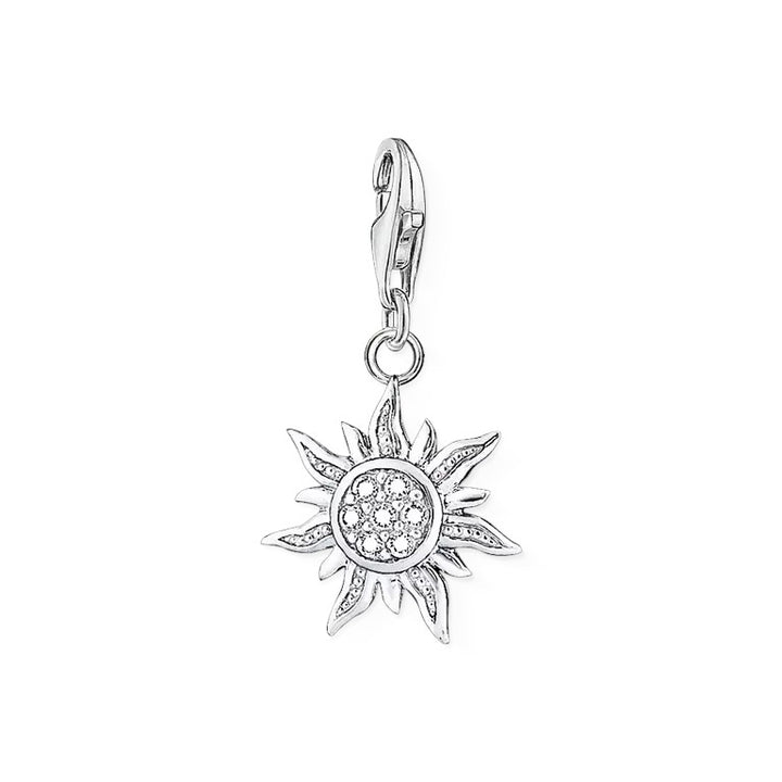 Niche Jewellery Sterling Silver Sun Charm Pendant with White Zirconia Stones