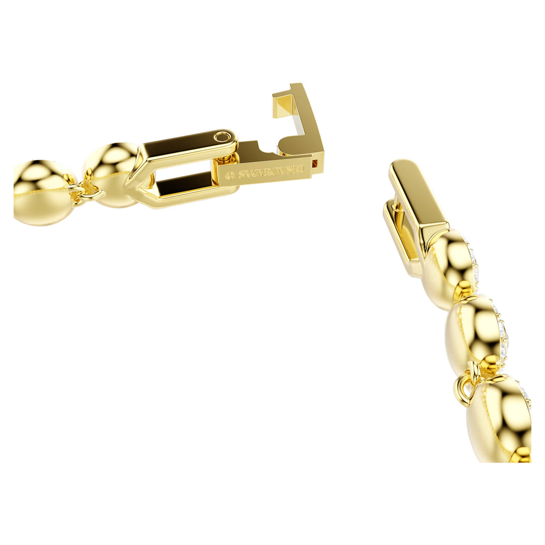 Niche Jewellery Swarovski Una Angelic bracelet clasp detail in gold tone plating with clear crystal accents