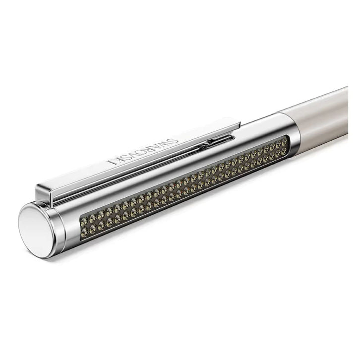 Niche Jewellery Swarovski Matrix ballpoint pen in beige lacquer with chrome plating and crystal-encrusted barrel.