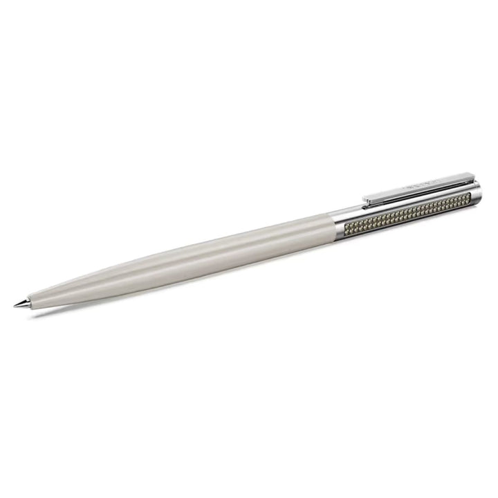 Niche Jewellery Swarovski Matrix Tennis ballpoint pen in beige lacquer with chrome plating and crystal accents.