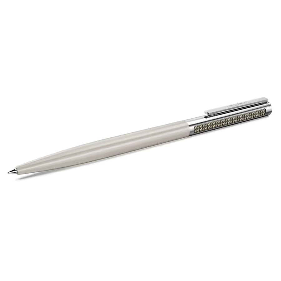 Niche Jewellery Swarovski Matrix Tennis ballpoint pen in beige lacquer with chrome plating and crystal accents.