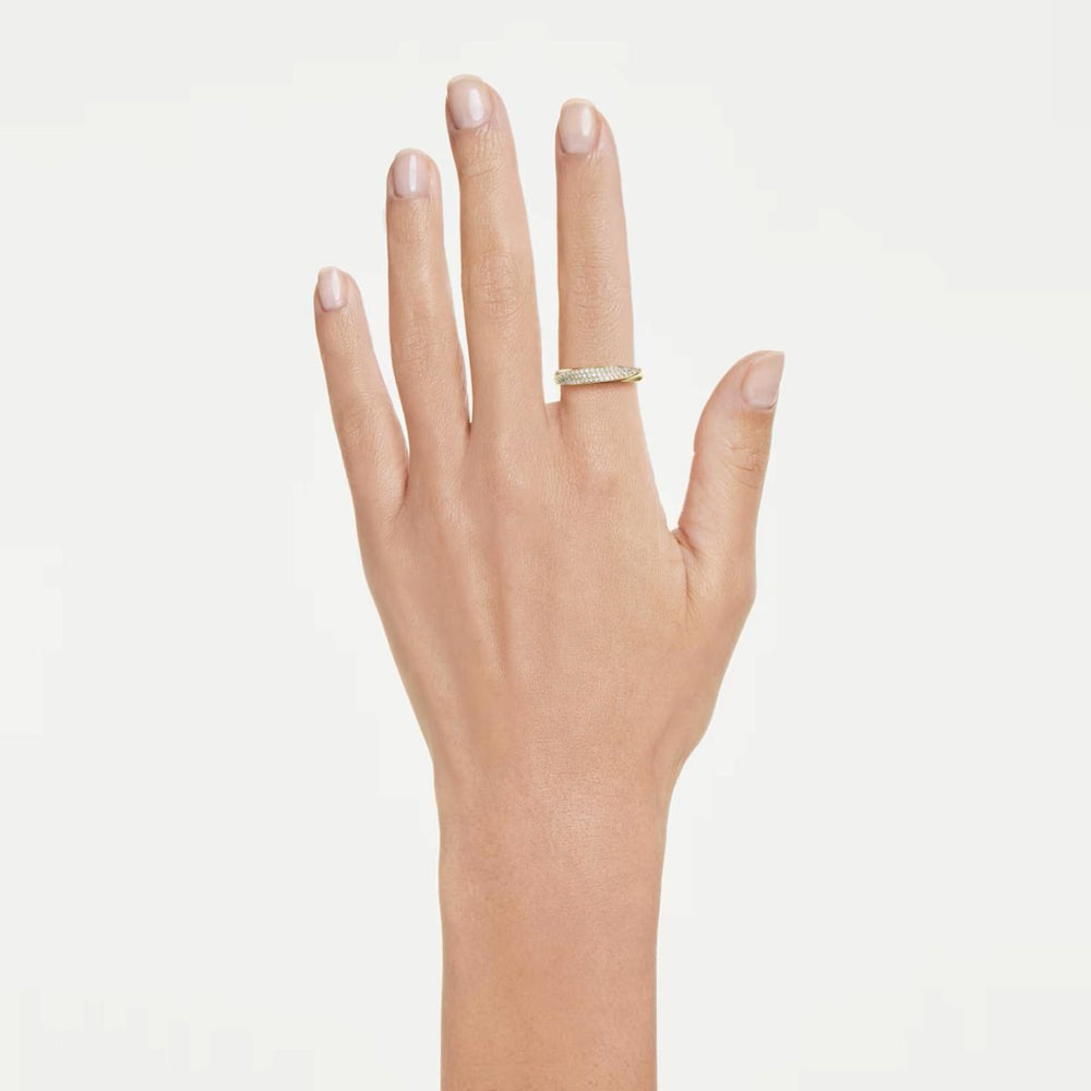 Niche Jewellery Swarovski Classica band ring with round-cut white stones on an 18k gold-finished sterling silver band