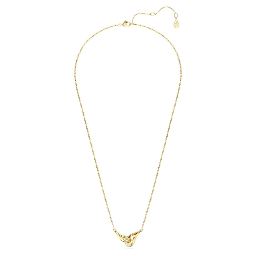 Niche Jewellery Swarovski Classica interlocking pendant necklace in sterling silver with 18K gold finish and pavé.