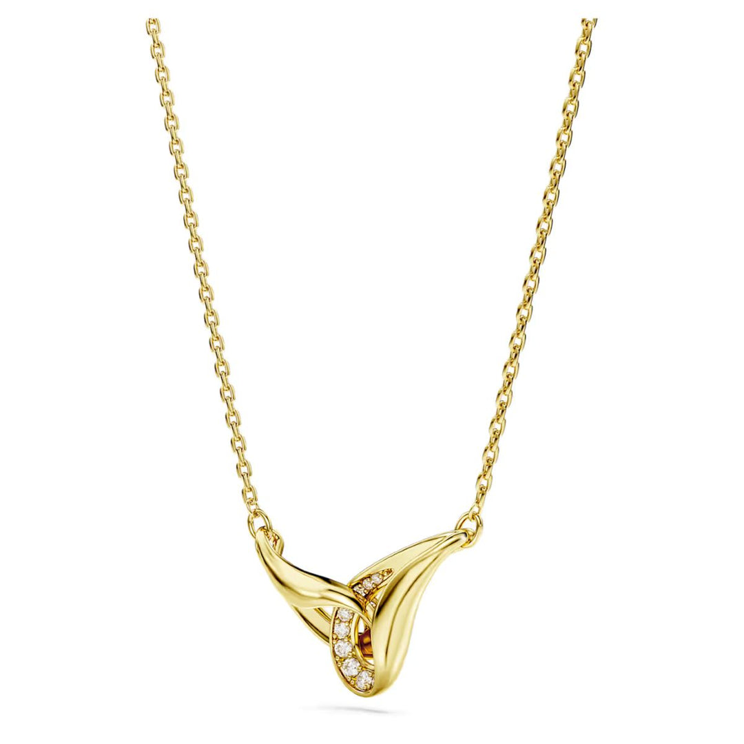 Niche Jewellery Swarovski Classica pendant featuring interlocking gold-finished sterling silver links with pavé stones.
