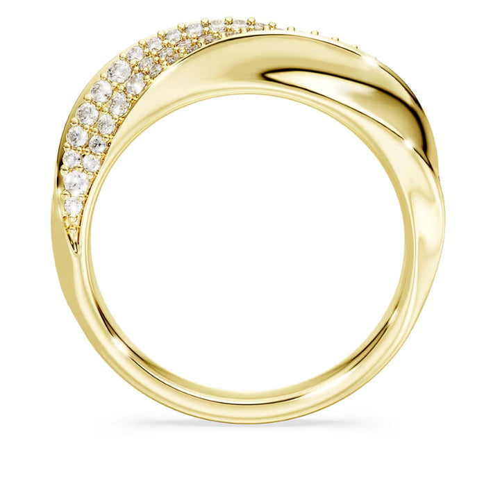 Niche Jewellery Swarovski Classica band ring in sterling silver with 18k gold finish and round-cut white stones